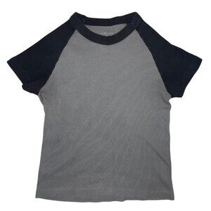 Black and Grey Brandy Melville Cropped Baseball Tee Women's O/S